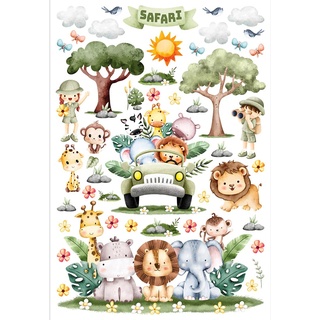 Safari Kinderzimmer Wandstickers, Wandtattoo junge deko von AG Design 42,5 x 65 cm | ADK 1668