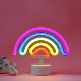 Legami - Led Neon Effekt Lampe, It's a Sign, H 19 cm, Regenbogen Motiv, Duale Stromversorgung, USB Kabel (Enthalten) Oder Batterien (Nicht Enthalten), Tischlampe, Mehrfarbiges Licht