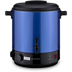 Navaris 2in1 Einkochautomat mit Glühweinkocher Funktion - 27 Liter Timer bis 120min Thermostat Zapfhahn - Einkochtopf auch für Heißgetränke, aus Edelstahl, Blau