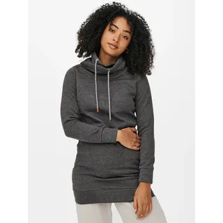 Sweatshirt ONLY "ONLBETTE L/S LONG HIGH NECK SWT", Damen, Gr. XS, grau (dunkelgrau melange), Sweatware, Obermaterial: 65% Polyester, 35% Baumwolle, unifarben, regular fit, Rundhals, Sweatshirts Sweatshirt