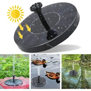 Fiqops Solar Springbrunnen Solar Teichpumpe Gartenpumpen Solarpumpe mit 1.5W Monokristalline Solar Panel Schwimmender Dekoration für Garten Kleiner teich Vogelbad Fisch-Behälter Pool