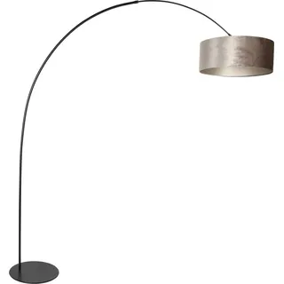 Stehlampe - silber schwarz - Curve - kunststoff metall veloursstoff - bogenlampe - E27 - 4263ZW - Anne Lighting - Schwarz