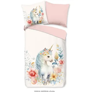 PURE luxury collection Kinderbettwäsche »Unidream«, 135x200, Pflegeleicht, Reißverschluss, Kind, Mädchen, Einhorn, Rosa, rosa