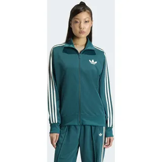 Trainingsjacke ADIDAS ORIGINALS "FB TT LOOSE", Damen, Gr. XL, legacy teal, sanftes weiß, Obermaterial: 100% Polyester, Jacken Trainingsjacke, FIREBIRD, locker geschnitten