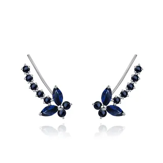 QUKE Schmetterling Form Blau Zirkon Kristall Ohrklemmen Wrap Ohr Ranken Climbers Ohrringe für Frauen Mädchen