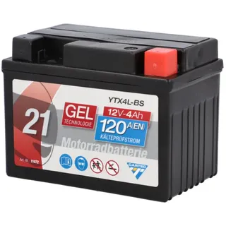 CARTEC Gel Motorradbatterie YTX4L-BS 4Ah 120A