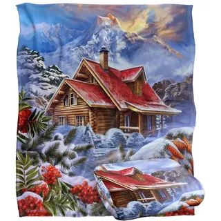 Jq Licensing - En Winter Cabin Superweiche Kuscheldecke mit seidigem Griff – 152 x 127 cm