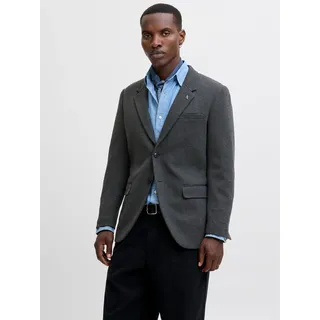 Sakko JACK & JONES "JPRMARTIN LEEDS JERSEY BLAZER HR02 SN", Herren, Gr. 48, dunkelgrau fit:slim fit, Web, Obermaterial: 84% Polyester, 14% Baumwolle, 2% Elasthan, unifarben, slim fit, Sakkos Sakko