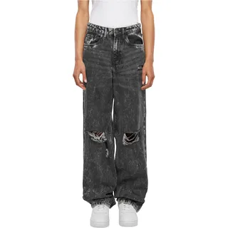 URBAN CLASSICS Distressed 90 ́s Wide Leg Jeans Black Charcoal Washed 26
