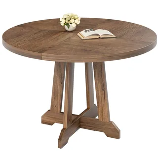 Runder Esstisch für 4-6 Personen, Holzrahmen, Industrial Design, Walnuss Goldene Phoebe