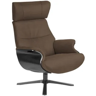 Conform Relaxsessel , Schwarz, Taupe , Metall , Echtleder , Anilinleder , Eiche , furniert , 79x111x83 cm , Fußauswahl, Lederauswahl, Relaxfunktion, Sitzfläche 360° drehbar , Wohnzimmer, Sessel, Ledersessel