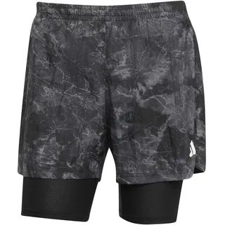 adidas Herren Own the Run Spray Dye 2in1 Short, Grey Four/Black, S