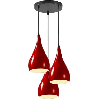 LEDSone Deckenleuchte, 3-Wege-Hängelampe, Tropfenform, mit Augapfel-Design, Rot, modernes ES E27 UK-Lampenfassung (Rot)