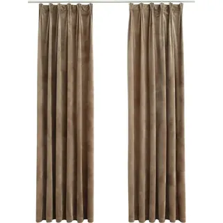Verdunkelungsvorhänge mit Haken 2 Stk. Samt Beige 140x225 cm - Beige
