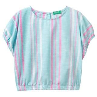 United Colors of Benetton Mädchen Camicia 5JKCCQ01I Bluse, Turchese Fantasia a Righe 901, S