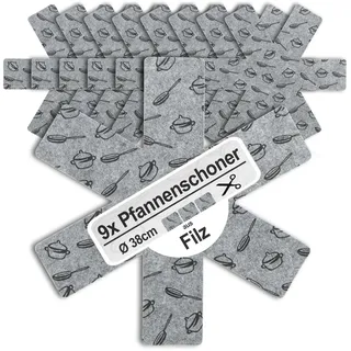 COM-FOUR® 9X Pfannenschutz Ø 38 cm aus Filz, Hitzebeständig | Pfannenschoner zum Schutz vor Kratzern - Zuschneidbare Pfannenschutzmatte für Bratpfannen - Töpfe & Schüsseln
