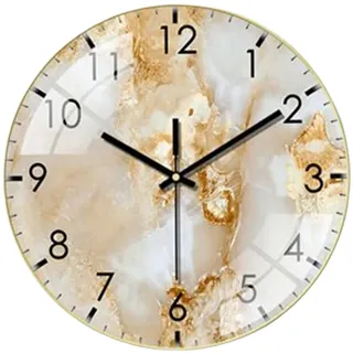 Colcolo Moderne Marmor-Wanduhr für stilvolle Wohnzimmerdekoration, 30,5 cm, geräuschlos und batteriebetrieben, Beige