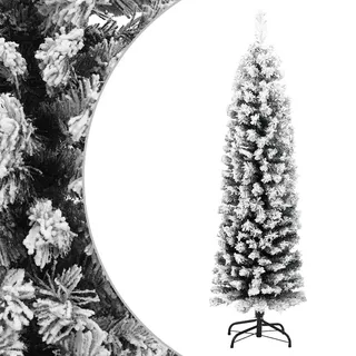 vidaXL Schlanker Künstlicher Weihnachtsbaum Beschneit Christbaum Tannenbaum Dekobaum Kunstbaum Weihnachten Dekoration Weihnachtsdeko Grün 150cm PVC