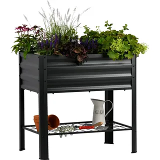 Dobar Metall-Hochbeet Kubus auf Stelzen 80 x 51 x 80 cm Anthrazit