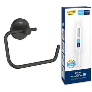 Bundle aus GROHE Start - WC-Papierhalter (ohne Deckel, verdeckte Befestigung, geeignet zum Bohren oder Kleben), matt schwarz, 412002430 + GROHE QUICKFIX A1 Kleber 41127000