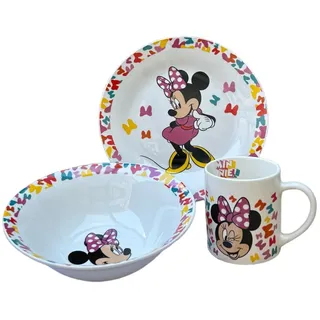 3-teiliges Set aus Keramik Minnie Disney Tasse Schüssel Teller Geschirr für Kinder in Verpackung