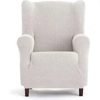 ECOMMERC3 Bi-elastischer Bezug für Ohrensessel, sehr elastisch, Ecru (ecr), anpassbar, atmungsaktiv und einfach anzubringen, mit Schaumstoffpolstern und Gummibändern