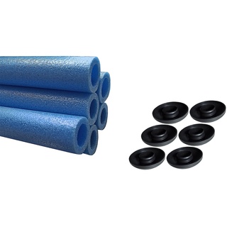 Clever Leon Trampolin Schaumstoffrohre Set 6 Stück Mit Kappen Schaumstoffhülsen Für Trampolinstangen Schaumstoff Polster 180 cm blau