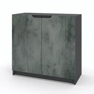 Vladon Kommode Logan Fronten in Beton Dunkel Optik , Dunkelgrau , Holzwerkstoff , 82x78x37 cm , Kleinmöbel, Kommoden, Kommoden