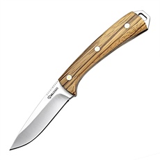 Harnds Cheetah Feststehendes Messer mit Klinge aus 8Cr14MoV-Stahl, Zebraholzgriff, Lederscheide