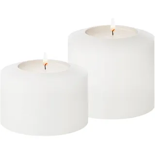 EDZARD 2er Set Teelichthalter Teelichtkerze Dauerkerze Cornelius Pine, ø 7 cm, Höhen 5 cm und 7 cm, für handelsübliche Teelichter und durchsichtige höhere Teelichter, hitzebeständig bis 90°