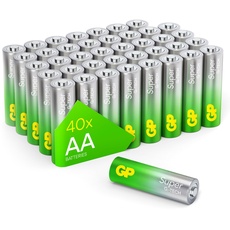 GP Super Alkaline Batterien AA Mignon, LR06, 1,5V, 40 Stück Vorratspack, ideal für die Stromversorgung von Geräten des täglichen Bedarfs - Die Neue G-TECH-Technologie