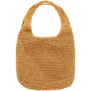 Zwillingsherz Shopper Geflochtenes Material Dunkelbeige