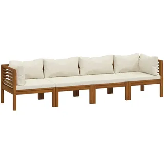 vidaXL 4-Sitzer-Gartensofa mit Creme Kissen Massivholz Akazie - Creme