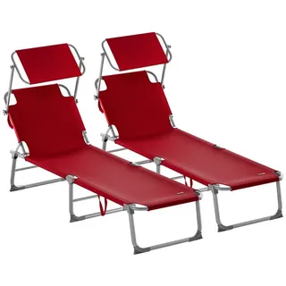 CASARIA Gartenliege 190 x 60 x 30 cm Rot