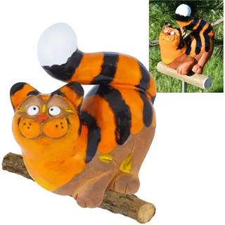 Midene Gartenstecker Keramik Handgefertigt - Gartendeko für Draußen Wetterfest - Garten Deko Keramik - Gartenfiguren & Gartenstatuen - Katze