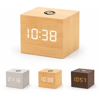 RobertAgor ALLPRESS Digital-Wecker Holz LED-Display Würfel Tischuhr 06727