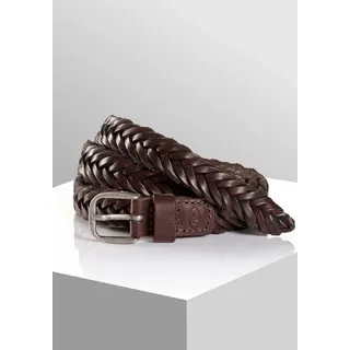 Flechtgürtel TOM TAILOR "TTCLAUDETTE", Damen, Gr. 100, braun (dunkelbraun), Rindsleder, unifarben, Gürtel Flechtgürtel, 2 cm breiter Damengürtel, stufenlos verstellbar, Echtleder
