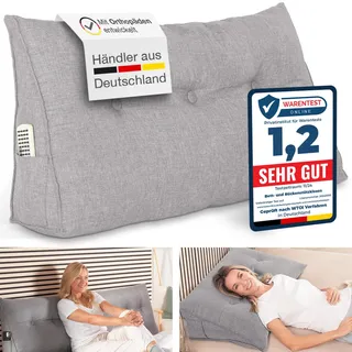 aktivshop Rückenkissen, Keilkissen für Bett und Sofa geeignet, Lendenkissen, dreieckiges Lesekissen, 1 St hellgrau