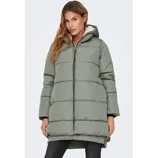 Steppmantel ONLY "ONLKELLY NORA LONG PUFFER COAT OTW", Damen, Gr. S, schwarz (shadow), Steppware, Obermaterial: 100% Polyester, unifarben, regular fit ca. Mitte Oberschenkel, Mäntel Steppmantel