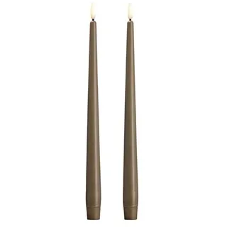 Moods & More LED taper candle - Slim - Dark sand - 23x300 mm - 2 pcs