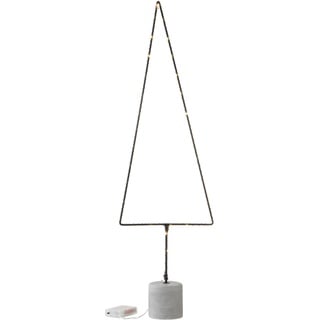 J-LINE - Weihnachtsbaum + LED + Batterien, offen, Metall, schwarz, groß