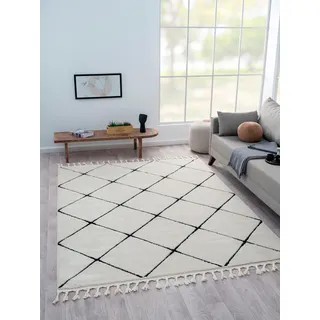 Myflair Möbel & Accessoires Hochflor-Teppich »Moroccan Square«, rechteckig, 24 mm Höhe, modern, marokkanisches Design, Rauten Muster, weich durch Hochflor, schwarz-weiß