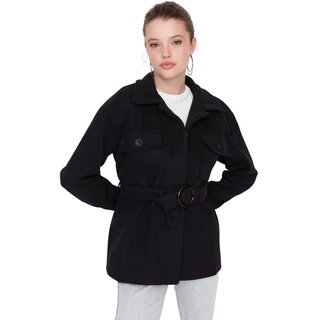 TRENDYOL Damen Trendyol Damen Oversize Basic Plain Webstoff Mantel Coat, Schwarz, 40 EU