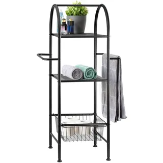 bremermann Bad-Standregal, aus Metall, 2in1, 3 Etagen, 2 Handtuchstangen, schwarz,