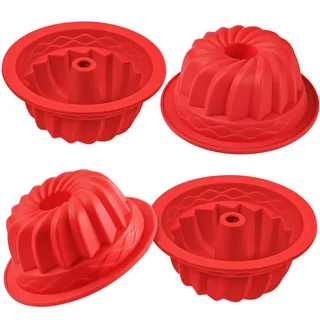 webake Gugelhupfform Silikon Kuchenform 4 Stück 10cm Gugelhupf Backform Gugelhupfform Heißluftfritteuse Silikonform Gugelhupf Kuchen Form für Kuchen, Donut, Pudding