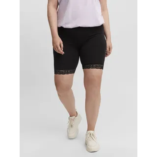 Radlerhose VERO MODA CURVE "VMLENNON CYCLE SHORTS - S GA NOOS CURVE", Damen, Gr. M (46/48), N-Gr, schwarz, Jersey, Obermaterial: 95% Baumwolle, 5% Elasthan, unifarben, kniefrei, Hosen Radlerhose