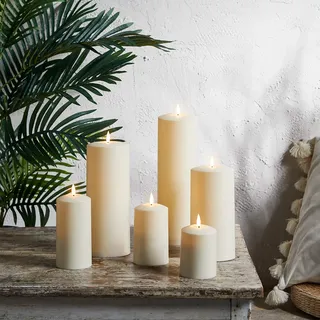 Lights4fun 6er Set TruGlow® Kerzen für Außen mit warmweißer LED Flamme und Timer Garten Deko Balkon