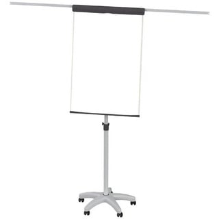 Maul Flipchart MAULstandard 73 x 101 cm | Mobiles Whiteboard mit 5 Fußrollen und Rundfuß | Magnetisches und höhenverstellbares Board | Schnellwechsel Blockhalter mit 2 Papierhaltern | Grau