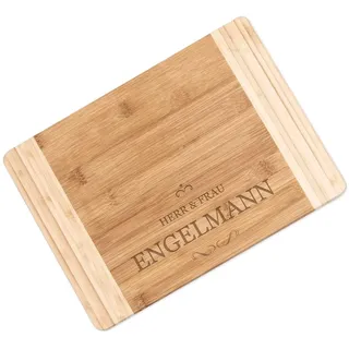 Maverton Bambus Holzbrett mit Gravur, Schneidebrett, Küchenbrett | Größe: 35x25 cm, groß und massiv, für Paare, zum Hochzeitstag, zur Hochzeit, zu Weihnachten, Herr & Frau