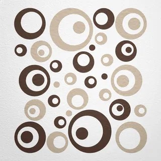 WANDfee Wandtattoo Kreise Punkte 50 FARBWUNSCH I dunkelbraun beige I Wandaufkleber Aufkleber Kinderzimmer Fliesenaufkleber Badezimmer Küche